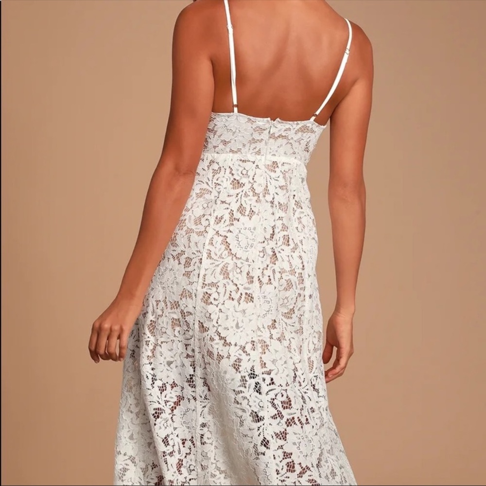 Lulus white lace one wish dress
